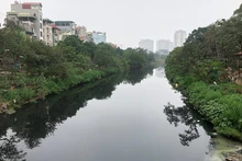 Nước sông Nhuệ đoạn chảy qua địa bàn quận Hà Đông bị ô nhiễm.