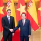 Chủ tịch Quốc hội Trần Thanh Mẫn và Thủ tướng Tây Ban Nha Pedro Sanchez. (Ảnh: Duy Linh)